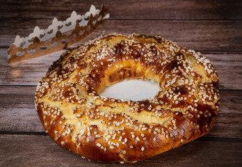 Epiphany cake or galette des rois in French, High quality photo