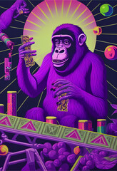 A Surreal Purple Ape Gambler