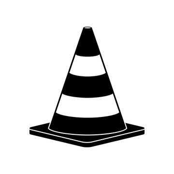 recommend clip art: Traffic cone icon isolated on white background. Demolition road cone. traffic warning symbol for cars, stop to motion, to move sign, dangerous, accident, repair road, roadwork. Vector illustration