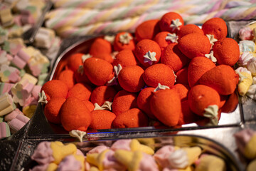colorful sweet marshmallows on the counter