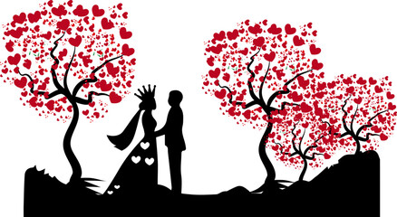 Fototapeta na wymiar Valentine couple red tree 