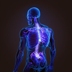 A man having acute pain in the back. Generative AI. - obrazy, fototapety, plakaty