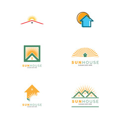 Set of Sun House Icon Vector Logo Template Illustration Design