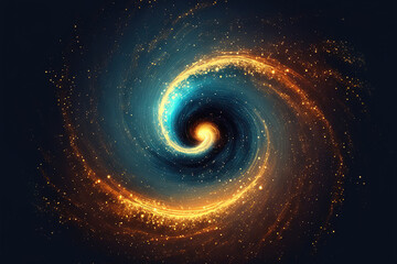 Abstract design of golden ratio. Golden spiral on space background. Generative AI
