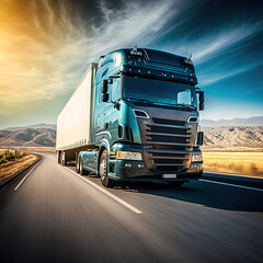 Fototapeta truck on the road. Generative AI obraz