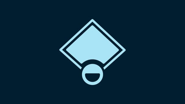 White Baseball field icon isolated on blue background. Baseball map. 4K Video motion graphic animation