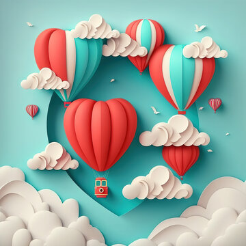 balloon journeys in sky. Generative AI