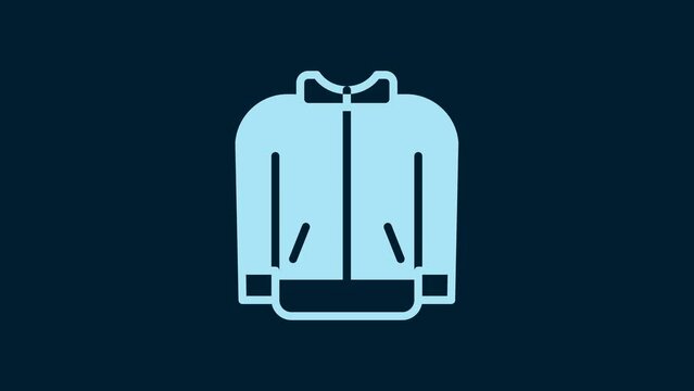 White Baseball t-shirt icon isolated on blue background. Baseball jersey, sport uniform, raglan t-shirt sport. 4K Video motion graphic animation