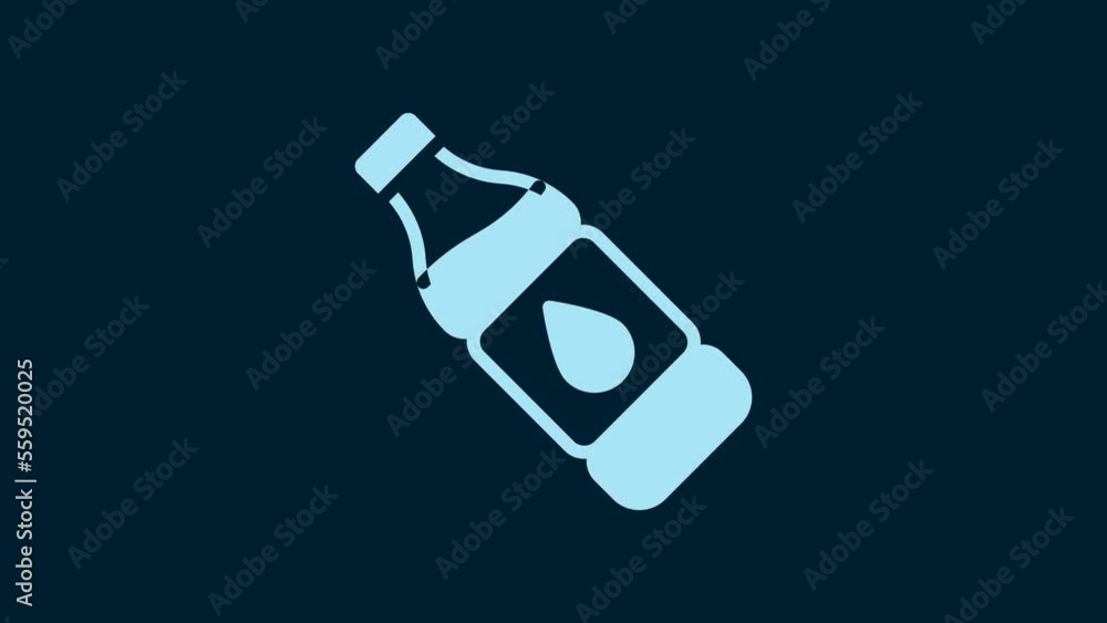 Canvas Prints white bottle of water icon isolated on blue background. soda aqua drink sign. 4k video motion graphi