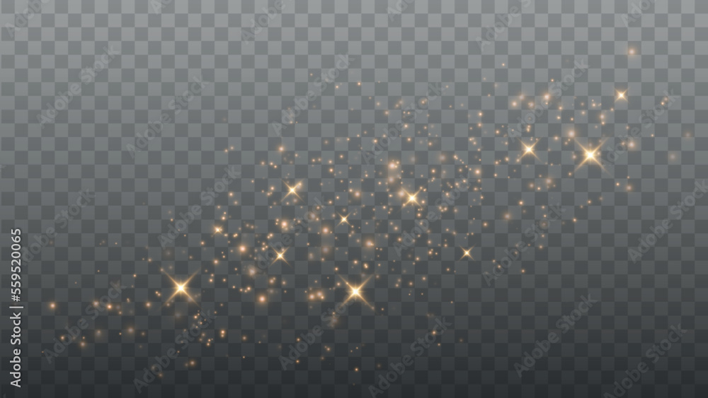 Poster gold light. vector glitter particles. shining bokeh