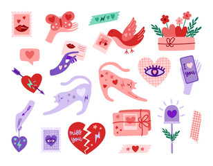 Valentine's day vector clipart. Valentine cute illustration set