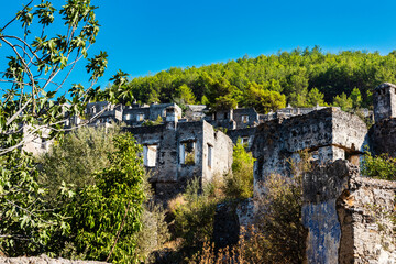 Fototapeta na wymiar The old Greek Ghost town of Kayakoy near Fethiye in Turkey