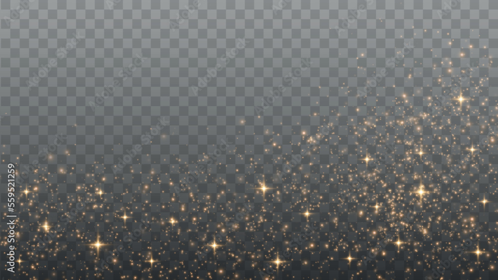 Aufkleber Gold Light. Vector Glitter Particles. Shining Bokeh