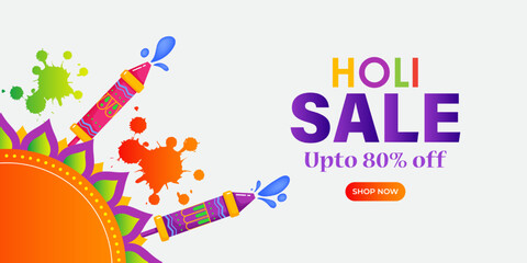 Vector illustration of Happy Holi Sale banner template for app and website