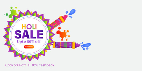 Vector illustration of Happy Holi Sale banner template for app and website