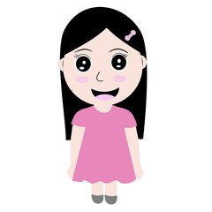 A happy and lovely girl with smiling face and happiness feeling was wearing a pink dress in cartoon concept.