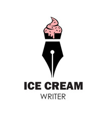 ice cream writer logo design concept