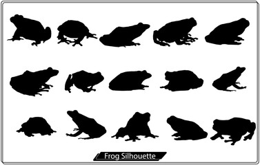 Set of Frog silhouettes Collection - obrazy, fototapety, plakaty