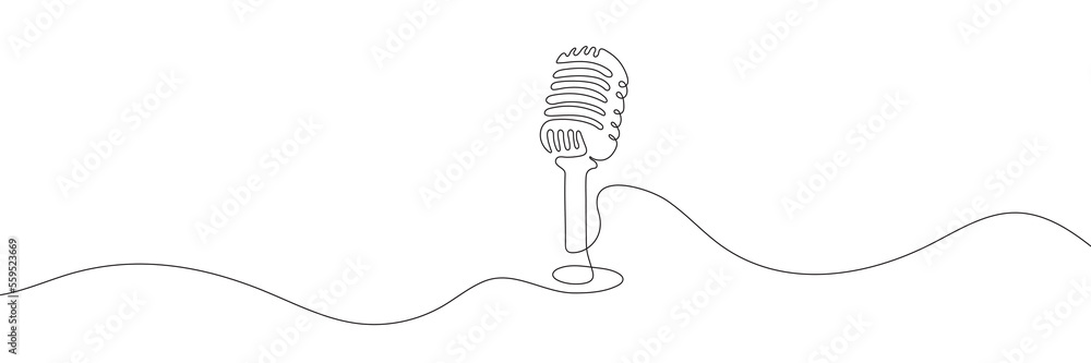 Poster the microphone is drawn in one continuous line on a white background