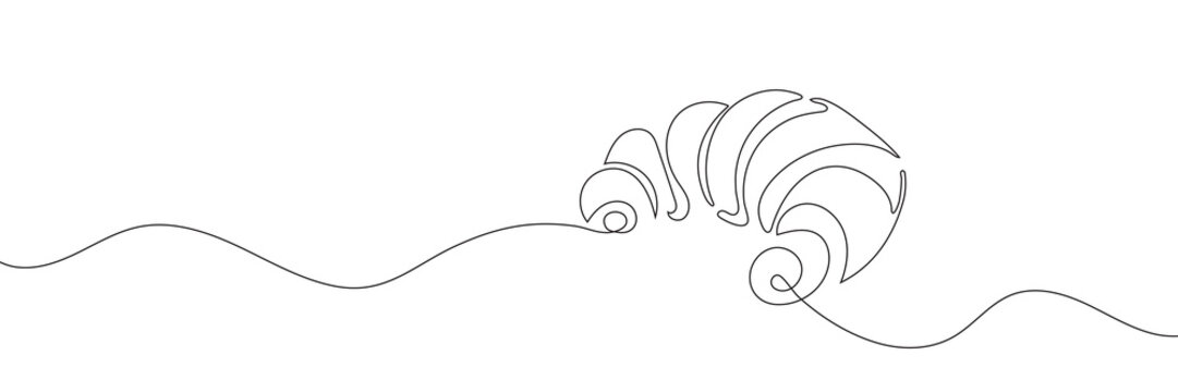 croissant drawn in one continuous line on a white background
