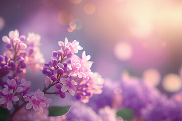Fototapeta na wymiar Blooming Purple Lilac Flower Illustration Generative AI