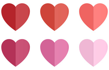 Set of decorative paper cut hearts. 3d design elements for Valentines holidays, wedding, birthday party. Vector illustration.