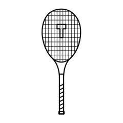 Classic tennis racket element simple line style