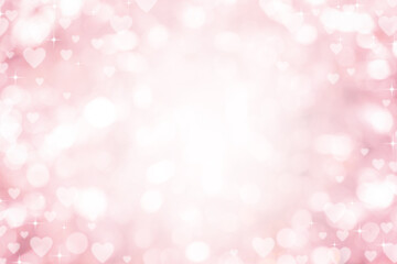 abstract blur soft gradient pink color background with heart shape and star glitter for...