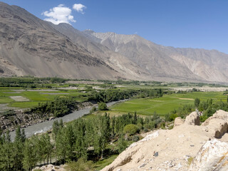 Fototapeta na wymiar The river as a border line between Tajikistan and Afghanistan.