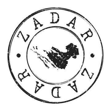 Zadar, Croatia Silhouette Postal Passport. Stamp Round Vector Icon Map. Design Travel Postmark. 