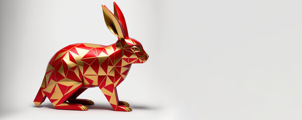 Fototapeta premium Chinese New Year - Rabbit with copyspace (Generative Art)