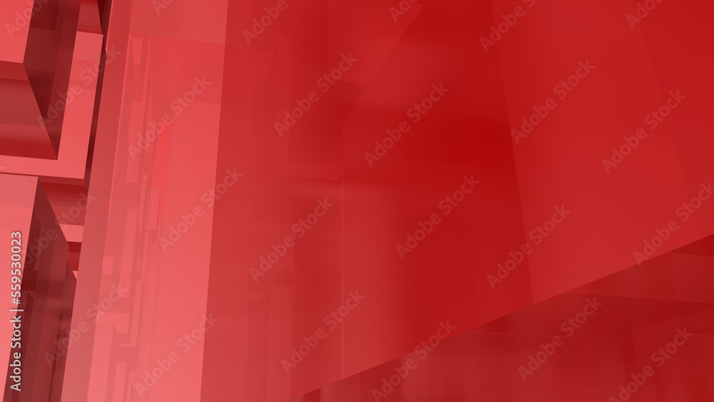 Poster red abstract background from polygons, cubes and gradient.