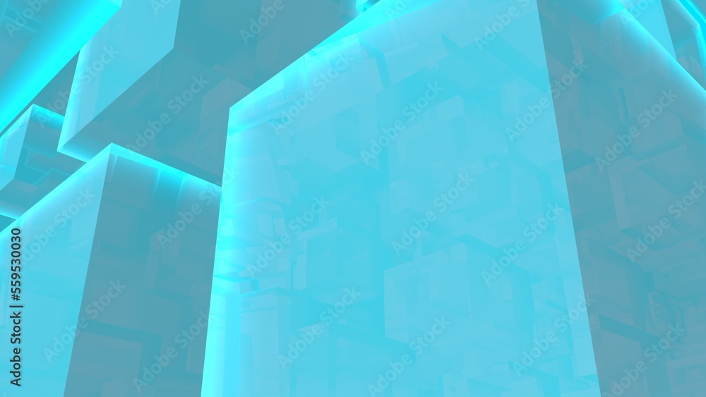 Poster light blue abstract background in the form of cubes. decoration or screensaver.