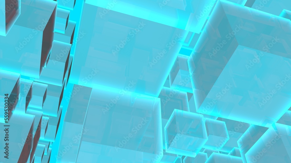 Poster light blue abstract background in the form of cubes. decoration or screensaver.