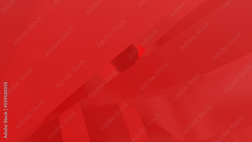 Poster red abstract background from polygons, cubes and gradient.