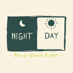 Illustration of a logo with night and day concept. Editable vector file for all your graphic needs