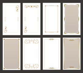 Ornamental retro style frames, banners for text and blank space for tarot cards, invitations, weddings