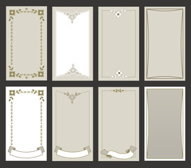 Ornamental retro style frames, banners for text and blank space for tarot cards, invitations, weddings