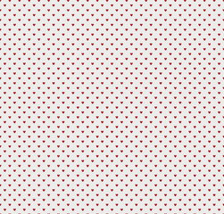 Seamless polka dot red pattern with hearts. Vector Valentines day wedding wrapping love texture