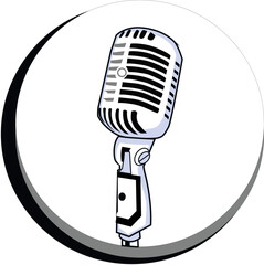 Silver Recording Iconic Mic or Stand up Comedy Mic Eps Format Vector