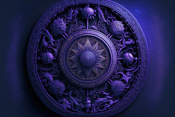 Astrology horoscope circle with zodiac signs. (ai generated)