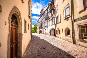 Fototapeta na wymiar Historic colorful street in town of Colmar view