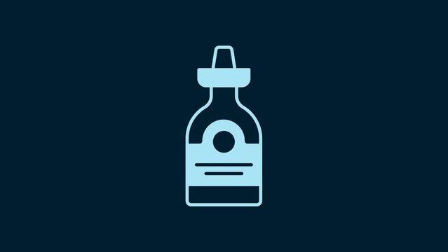 White Tequila bottle icon isolated on blue background. Mexican alcohol drink. 4K Video motion graphic animation