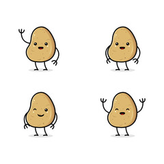 collection of cute potato character mascot vector illustrations, great for food concept, kids and more