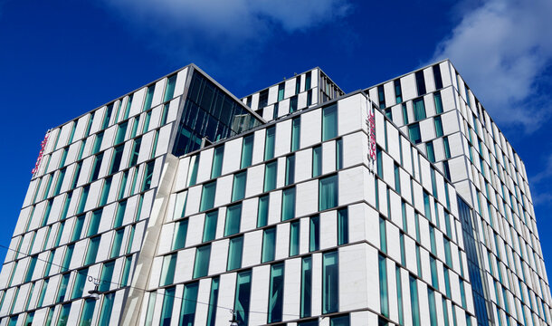 Stockholm, Sweden - October 11, 2022: futuristic hotel near the train station