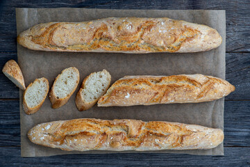 fresh baked french breads, homemade baguettes