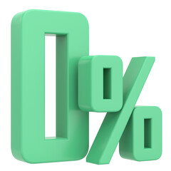 3D 0%. Zero percent installment. 3D illustration.
