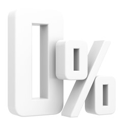 3D 0%. Zero percent installment. 3D illustration.