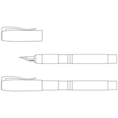 fountain pen, dip pens a writing instrument which uses a metal nib to apply a water-based ink to papier schreibt, aufträgt sketch drawing, contour lines drawn
