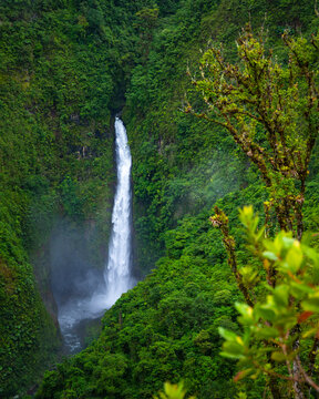 panorama of san fernando waterfall in costa rica; huge waterfall in the middle of tropical rainforest; highest waterfall in costa rica © Jakub